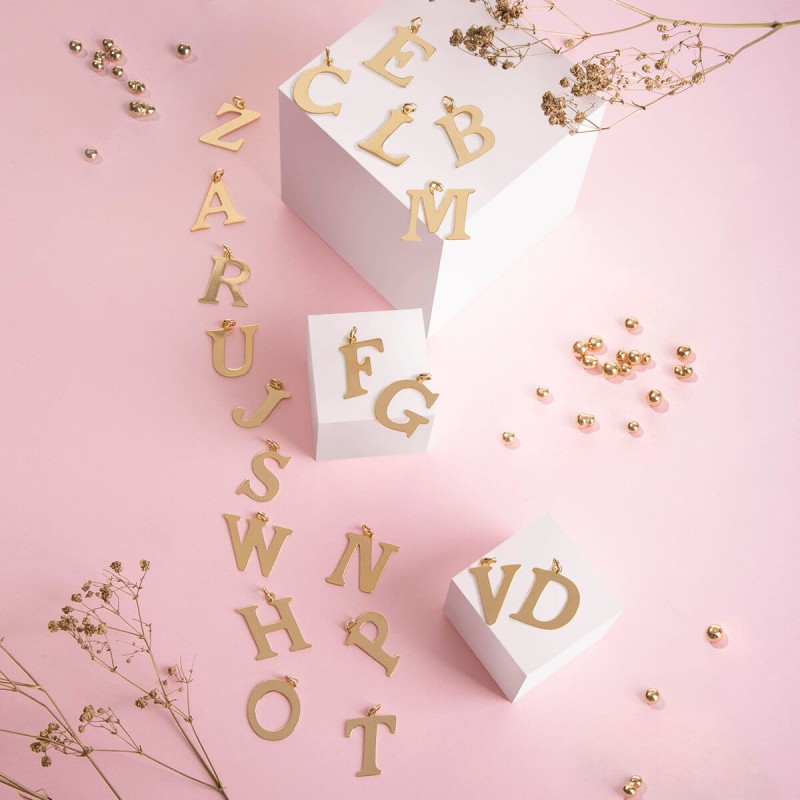 Literki do naszyjnika, srebrne pozłacane