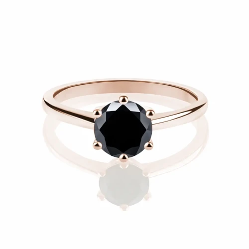 Pierścionek zaręczynowy z czarnym diamentem 1,90ct różowe złoto