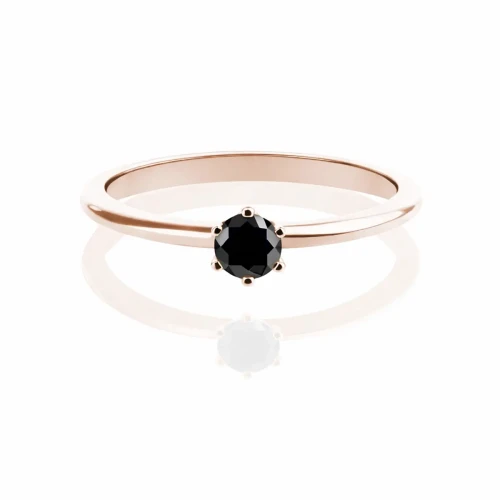 Złoty pierścionek z czarnym diamentem 0.20ct różowe złoto