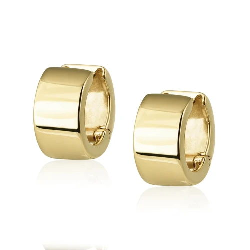 Kolczyki szerokie, gładkie, proste kółka huggies, srebrne pozłacane