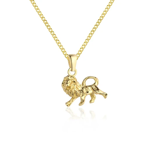 Naszyjnik męski srebrny pozłacany znak zodiaku Lew